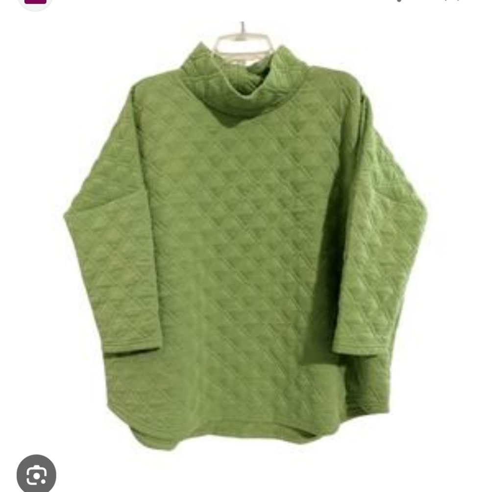 Green Textured 3/4 Sleeve✨ Top Size Large Boho